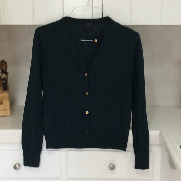 Dark green JCrew wool cardigan - Picture 2 of 3